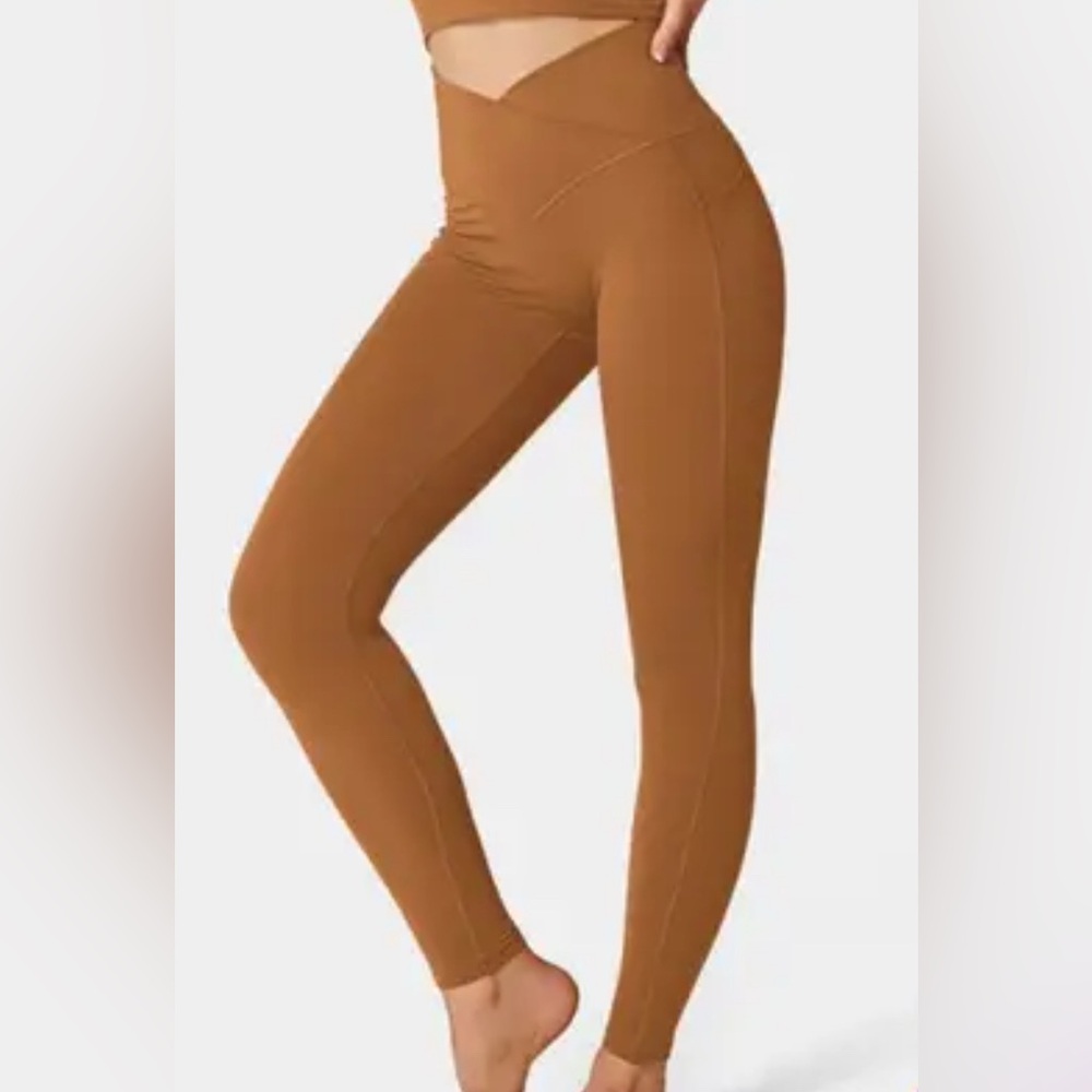 Aerie Offline Real Me XTRA 7/8 High Rise Orange Smocked Waist Leggings XS